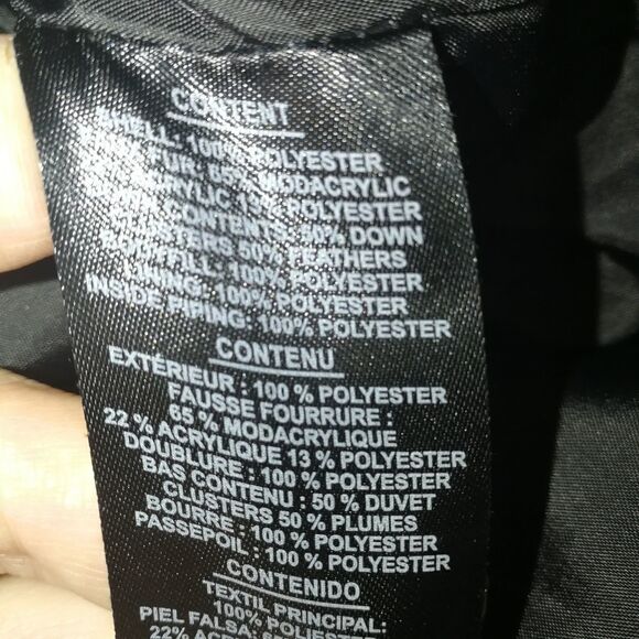 KENSIE Dark Blue Down Large Faux Fur Hooded Puffer Winter Coat Size Medium - Picture 14 of 15